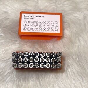 3 mm(1/8”)/27 pcs Uppercase letter set to punch letters onto things like metal,